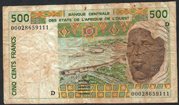 W.A.S. MALI    P410Dj 500 FRANCS (20)00  2000  FINE NO P.h. - West African States