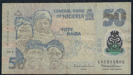 NIGERIA P40g 50 NAIRA 2013 #QA    Signature 20  VG-F NO P.h. - Nigeria