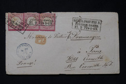 ALLEMAGNE - Enveloppe De Berlin Pour Paris En 1872, Affranchissement En Bande De 3 - L 77307 - Storia Postale