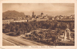 10525 "PALERMO-PANORAMA E STATUA DI FILIPPO V" VERA FOTO-CARTOLINA NON SPEDITA - Palermo