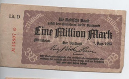 Billet De  1 000 000  MARK    7-8-1923 - Non Classificati