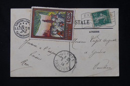 FRANCE - Vignette De Lyon Sur Carte Postale En 1914 Avec Oblitération Exposition De Lyon - L 77329 - Cartas & Documentos