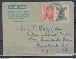 Air Letter Van Bombay Carmichael Naar New York U.S.A - Lettres & Documents