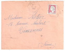 AUTHEZAT Puy De Dôme Lettre 0,25F Decaris Yv Ob 1263 Hexagone Pointillé Agence Postale AP Lautier F7 Ob 1962 - Brieven En Documenten