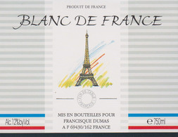 Etiquette Vin Blanc De France (Tour Eiffel - Tischkunst