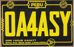 QSL Card Amateur Radio Club Peruano Funkkarte Peru Lima 1977 OPR YACUB KAHATT - Radio Amateur