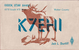 QSL QSO Card Amateur Radio Funkkarte USA OGDEN UTAH Weber County Jack Shurtliff 1985 Elk Or Wapiti - Amateurfunk