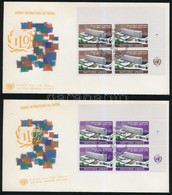 1974 Nemzetközi Munkaügyi Szervezet Sor ívsarki Négyestömbökben 2 FDC-n Mi 37-38 - Andere & Zonder Classificatie