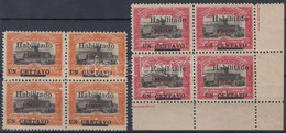 **, * 1908 Mi 162 + 164 Négyestömbök / Blocks Of 4, 1-1 Bélyegen / On 1 Stamp Each "CENTAVO" - Altri & Non Classificati