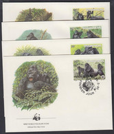 1985 WWF: Gorillák Sor 4 Db FDC-n Mi 1292-1295 - Sonstige & Ohne Zuordnung