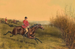 Cecil Boult (1819-1895) Festménye Után: Riding To Sell (lovaglás). Színes Litográfia, Papír, Kasírozva. Üvegezett Fa Ker - Estampes & Gravures