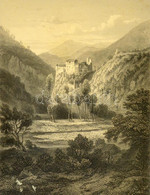 'Runcelstein Bei Bozen', Runkelstein Kastély Látképe Dél-Tirolban, Acélmetszet, (J. Riegel Metszette L. Lange Festménye  - Estampes & Gravures