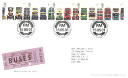 (W 8)  UK FDC Cover -  Classics British Buses (Buses Strip Of 5) 2001 - 2001-2010 Decimal Issues