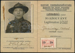 1938. Fényképes Cserkészigazolvány. - Pfadfinder-Bewegung