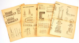 Cca 1910-1940 Rajzok Chemiai Technologiához 4 Sztl. Lev, Hajtásnyommal, A Hajtások Mentén Szakadással, 36x50 Cmx4 - Ohne Zuordnung