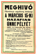 1937 Pilisvörösvári Meghívó 1848-as ünnepségre. 45x29 Cm Hajtva - Altri & Non Classificati
