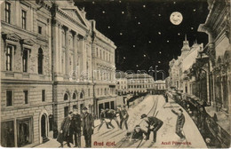 T2/T3 Arad, Aczél Péter Utca éjjel, Humoros Részeges Montázs / Street View At Night, Humorous Drunk Men Montage Postcard - Non Classificati