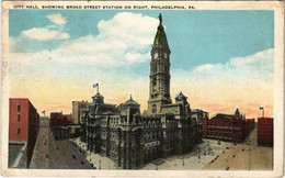 * T2/T3 1923 Philadelphia (Pennsylvania), City Hall, Showing Broad Sreet Station On Right (fl) - Non Classés