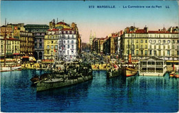 ** T2/T3 Marseille. La Cannebiere Vue Du Port / The Cannebiere Seen From The Harbour, Tram, Hotel, Battleship - Zonder Classificatie