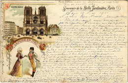 T2/T3 1900 Paris, Notre Dame, La Mode En 1790 / Cathedral, French Fashion In 1790. Art Nouveau, Litho (EK) - Zonder Classificatie