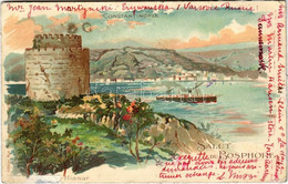 T2/T3 1900 Constantinople, Instanbul; Salut Du Bosphore, Rumeli-Hissar / Roumeli Hissar Castle, Fortress, Steamship. Edi - Non Classés