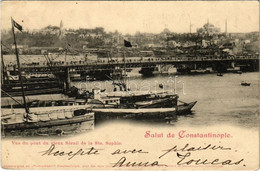 * T2/T3 1901 Constantinople, Instanbul; Vue Du Pont Du Vieux Sérail De La Ste. Sophie / Hagia Sophia, Bridge, Steamships - Non Classés