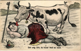 T2/T3 1913 Geh Weg Otto, Du Küsst Heut So Nass / Humour With Woman And Cow. WSSB 619. (EK) - Ohne Zuordnung