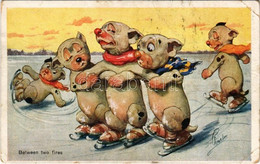 T3 1931 "Between Two Fires" Ice Skating Dogs, Winter Sport. B.K.W.I. 59-1. (EK) - Ohne Zuordnung