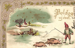 * T2/T3 New Year, Dwarf, Pigs, Floral, Art Nouveau Emb. Litho - Non Classificati
