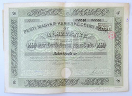 Budapest 1928. "Pesti Magyar Kereskedelmi Bank" öt Részvénye Egyben, összesen 250P-ről, Névre Szóló, Szelvényekkel, Szár - Ohne Zuordnung