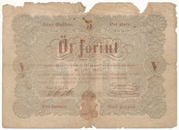 1848. 5Ft "Kossuth Bankó" Barna T:III- Kis Szakadás, Anyaghiány Hungary 1848. 5 Forint Brown C:VG Small Tear, Missing Ma - Ohne Zuordnung