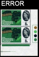 GREAT BRITAIN 1964 IGC Trees 8d CORNER PAIR ERROR:lawn Bright Green Geography - Variedades, Errores & Curiosidades