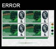 GREAT BRITAIN 1964 IGC Trees 8d CORNER.4-BLOCK ERROR:lawn Bright Green - Abarten & Kuriositäten