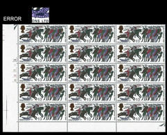 CV:€33.60 Great Britain 1966 Hastings Battle Horses 1/3 ERROR:flawx 15-BLOCK - Plaatfouten En Curiosa