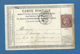 BOUCHES DU RHONE CARTE PRECURSEUR MARSEILLE GC 2240 1873 - 1849-1876: Klassieke Periode