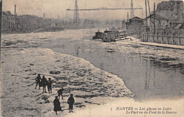 44-NANTES-LES GLACES EN LOIRE , LE PORT VU DU PONT DE LA BOURSE - Nantes