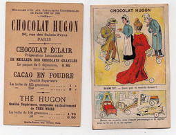 CHROMO Chocolat Hugon Courbe-Rouzet Devinette Dans Quel Lit Vont-ils Dormir? Vieil Homme Mendiant Bourgeoise Servante - Other & Unclassified