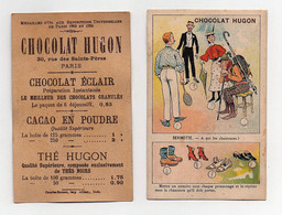 CHROMO Chocolat Hugon Courbe-Rouzet Devinette A Qui Les Chaussures? Mettre Un Numéro … Randonneur Sportif Tenue De Ville - Other & Unclassified