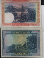 ESPAGNE Billets De 100 PESETAS 1-6-1925  ( En Haut ) Et 100 PESETAS 15-8-1928 ( En Bas ) - 100 Pesetas