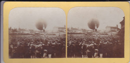 Photos Stéréoscopiques De Particulier  AUTUN Foire  Avec Ballon Monté RARE JAMAIS VU SUR DELCAMPE  Ref 1841 - Autun