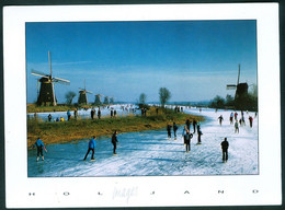 NETHERLANDS  - NIEUWEGEIN - HOLLAND  -  ICE SKATING  AND  WINDMILLS - Kinderdijk