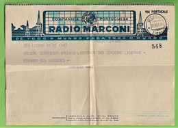 História Postal - Filatelia - Telegrama - Rádio Marconi - Telegram - Philately - Portugal - Lettres & Documents