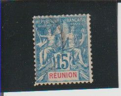 REUNION. (Y&T) 1892 - N°37  *Papier Teinté* 15c. Obli - Sonstige & Ohne Zuordnung