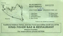 MALTA 1999 Blue Grotto Boat Service Schiff - Ship -- Fahrschein Boleto Biglietto Ticket Billet - Europa