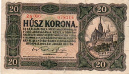 HUNGARY 20 KORONA 1920  P-61   Circ. - Hongrie