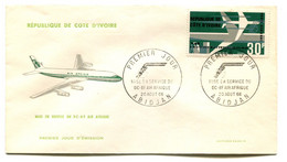 RC 19061 COTE D'IVOIRE PA N° 36 MISE EN SERVICE DU DC-8F AIR AFRIQUE 1966 FDC 1er JOUR - TB - Ivory Coast (1960-...)