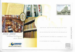 ARGENTINA 2009 NATIONAL LIBRARY OF THE CONGRESS BOOKS POSTCARD POSTAL STATIONERY NEW UNUSED - Nuovi