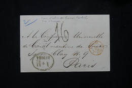 ITALIE - Lettre De Trieste Pour Paris ( Cie Du Canal De Suez )  En 1865 Par Voie D'Autriche - L 77506 - Sin Clasificación