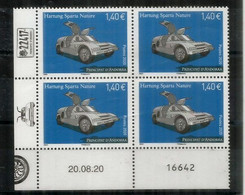 Voiture Hartung Sparta Nature (la Seule Voiture "Made In Andorra") Puissance 1360 Cv. Année 2020. Bloc De 4 Neufs ** - Unused Stamps