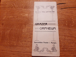 1903 Austria Grazer Orpheum Graz Opera Programm Cirkus VarietteTeater Programmer Cornel Kawann - Toneel & Vermommingen